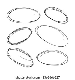 Hand-drawn ovals set. Vector illustration on white background.