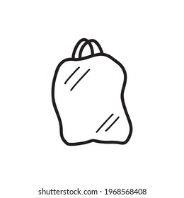 A hand-drawn package. Vector icon, doodle illustration. Drawing in a flat style. On the topic of consumption and ecology