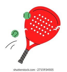Raqueta de pádel dibujada a mano bolas rotas y verdes. Ideal para gráficos, proyectos y diseños de juegos deportivos. Raqueta de pádel dañada icon.Ilustración vectorial aislada sobre fondo blanco. EPS 10
