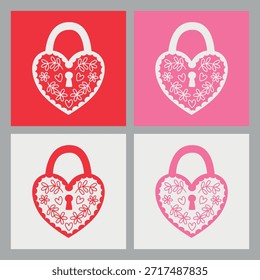 Un candado dibujado a mano decorado con flores. Ilustración vectorial para San Valentín y bodas.
