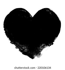 Hand-drawn painted black heart, vector element for your design