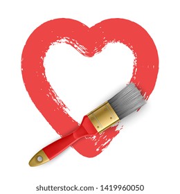 Hand-drawn painted red heart, element for your design, Heart shape Love illustration. Design for Valentine's day card background. Vector EPS 10 illustration