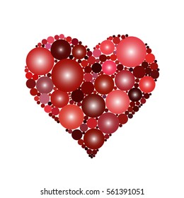 Hand-drawn painted red heart, element for your design. Romantic isolated red heart wedding sign. Passion holiday abstract decorative art. Amour gift greeting element love valentine design.