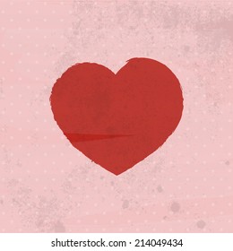 Hand-drawn painted red heart, vector element for your design