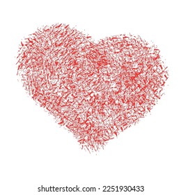 Hand-drawn painted red heart, vector element for your design