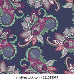 Hand-drawn paisley pattern. Ethnic design. Seamless background 