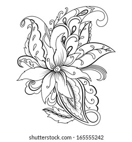 Hand-drawn paisley pattern. Monochrome design