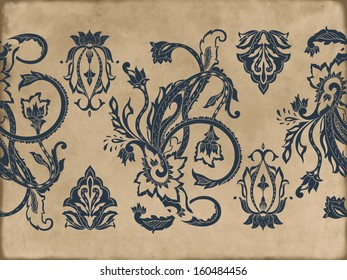 Hand-drawn paisley pattern.Vintage background
