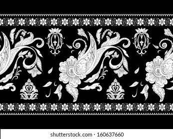 Hand-drawn paisley pattern.Vintage background