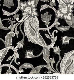 Hand-drawn paisley. Seamless background