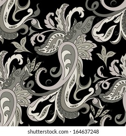 Hand-drawn paisley. Seamless background