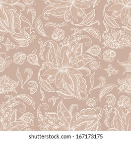 Hand-drawn paisley. Seamless background