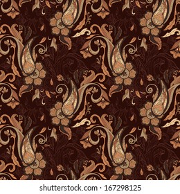Hand-drawn paisley. Seamless background