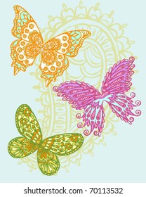 Hand-Drawn Paisley Vector Butterflies