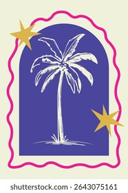 A hand-drawn palm tree design evoking tropical vibes, perfect for coastal-themed home decor, wall art, and art prints.