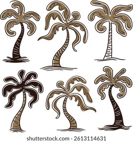 Hand-drawn Palm Tree Illustrations Vector Set