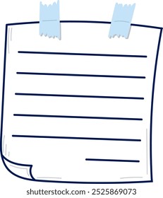 Handdrawn Paper Note Sheet With Stickers Vector Illustration