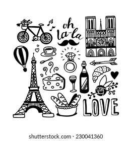 hand-drawn Paris doodles