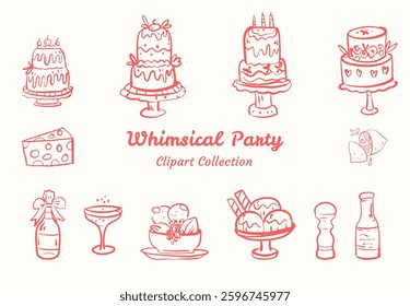 Hand-Drawn Party Clipart Set Fun and Cheerful Look For Invitations and Decorations