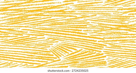 Patrón de pasta dibujado a mano sin fisuras con líneas de textura crea un fondo de comida italiana abstracta. Ilustración decorativa de espagueti en tonos amarillos con rayas retro groovy para menú o textil