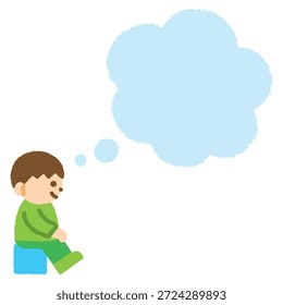 Hand-drawn Pastel Big Speech Bubble with Sitting Boy