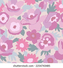 Hand-drawn pastel floral pattern. Pink peony buds on a light pink background. Cute floral aesthetic composition for wallpaper, print, poster, postcard, phone cases, banner, fabric, textiles.