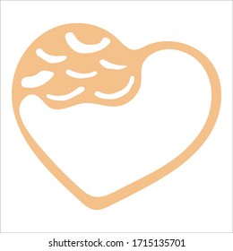 Hand-Drawn Pastel Isolated Vector Heart On White Background. Illustration Of Flat Heart Symbol. Graphic Design In The Concept of Love. Love Symbol And Emblem for Valentines Day.