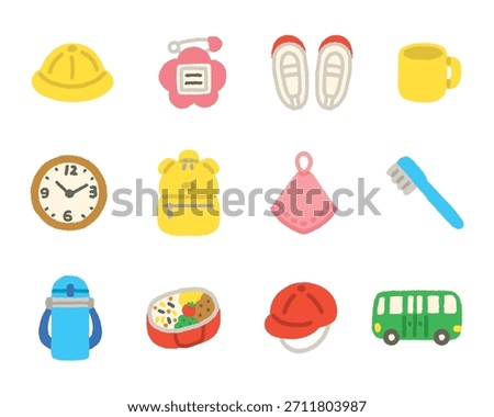 Hand-drawn Pastel Kindergarten Essentials Icon Set