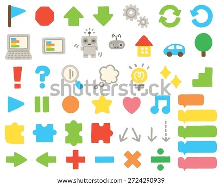 Hand-Drawn Pastel Programming and Logic Icon Set Illustration