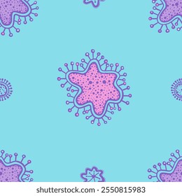 Hand-Drawn Pastel Stars in Pink, Lilac, and Blue with Intricate Dotted Interiors