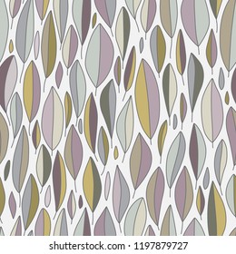 Hand-drawn Pastel Tones Leaves Seamless Pattern on Grey