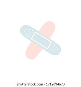 Hand-drawn patches, glued on top of each other, like a cross. Medical illustration.