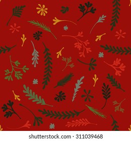 hand-drawn pattern  of colorful autumn leaves. Vector illustration. doodle style