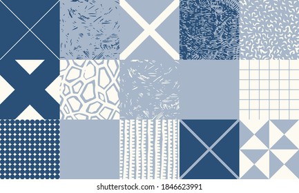 Diseño de patrones dibujados a mano con formas de doodle, elementos simples y formas geométricas. Gráficos abstractos de composición vectorial, útiles para la decoración, papel tapiz, cubiertas, papel envolvente, etc.