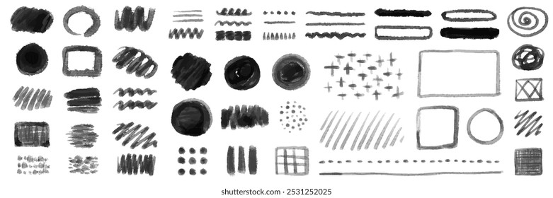 A hand-drawn pattern drawn with a brush. Watercolor-like brush strokes.