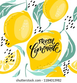 Hand-drawn pattern with lemons