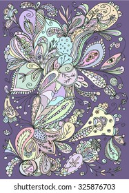 Hand-drawn pattern lilac. Abstract doodle background. EPS10 vector illustration