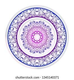 Handdrawn Pattern With Round Floral Mandala. Vector Illustration. Oriental Pattern. Indian, Moroccan, Mystic, Ottoman Motifs. Anti-Stress Therapy Pattern