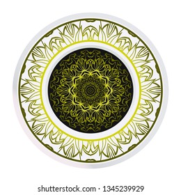 Handdrawn Pattern With Round Floral Mandala. Vector Illustration. Oriental Pattern. Indian, Moroccan, Mystic, Ottoman Motifs. Anti-Stress Therapy Pattern