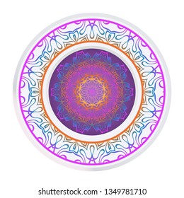 Handdrawn Pattern With Round Floral Mandala. Vector Illustration. Oriental Pattern. Indian, Moroccan, Mystic, Ottoman Motifs. Anti-Stress Therapy Pattern