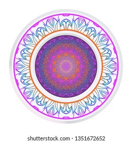 Handdrawn Pattern With Round Floral Mandala. Vector Illustration. Oriental Pattern. Indian, Moroccan, Mystic, Ottoman Motifs. Anti-Stress Therapy Pattern
