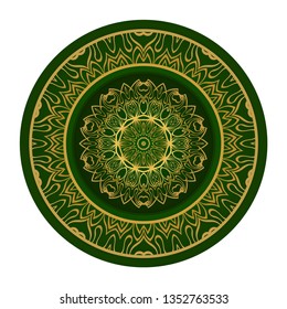 Handdrawn Pattern With Round Floral Mandala. Vector Illustration. Oriental Pattern. Indian, Moroccan, Mystic, Ottoman Motifs. Anti-Stress Therapy Pattern
