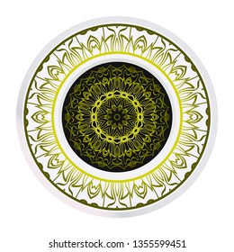 Handdrawn Pattern With Round Floral Mandala. Vector Illustration. Oriental Pattern. Indian, Moroccan, Mystic, Ottoman Motifs. Anti-Stress Therapy Pattern