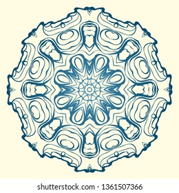 Handdrawn Pattern With Round Floral Mandala. Vector Illustration. Oriental Pattern. Indian, Moroccan, Mystic, Ottoman Motifs. Anti-Stress Therapy Pattern
