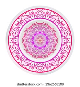 Handdrawn Pattern With Round Floral Mandala. Vector Illustration. Oriental Pattern. Indian, Moroccan, Mystic, Ottoman Motifs. Anti-Stress Therapy Pattern