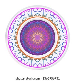 Handdrawn Pattern With Round Floral Mandala. Vector Illustration. Oriental Pattern. Indian, Moroccan, Mystic, Ottoman Motifs. Anti-Stress Therapy Pattern