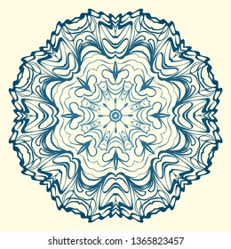 Handdrawn Pattern With Round Floral Mandala. Vector Illustration. Oriental Pattern. Indian, Moroccan, Mystic, Ottoman Motifs. Anti-Stress Therapy Pattern