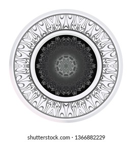 Handdrawn Pattern With Round Floral Mandala. Vector Illustration. Oriental Pattern. Indian, Moroccan, Mystic, Ottoman Motifs. Anti-Stress Therapy Pattern