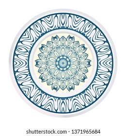 Handdrawn Pattern With Round Floral Mandala. Vector Illustration. Oriental Pattern. Indian, Moroccan, Mystic, Ottoman Motifs. Anti-Stress Therapy Pattern