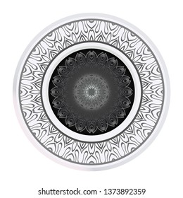 Handdrawn Pattern With Round Floral Mandala. Vector Illustration. Oriental Pattern. Indian, Moroccan, Mystic, Ottoman Motifs. Anti-Stress Therapy Pattern
